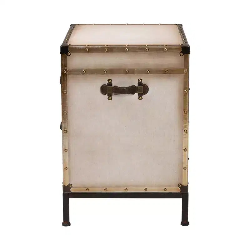 Baxton Studio Laura Canvas 2 Drawer End Table Trunk White/Coffee/Black