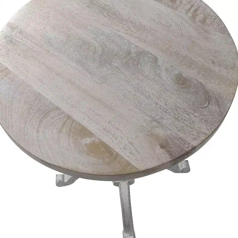 Carolina Living Colton Adjustable Vintage Table Whitewash: Sturdy Iron Base, Mango Wood, 22" Height