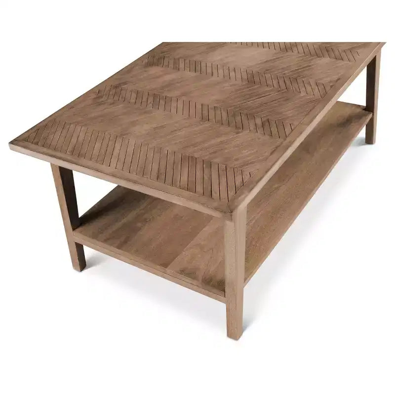 Milani Rectangle Cocktail Table Natural: Mango Wood, Mid-Century Modern, Storage Shelf - Steve Silver Co.