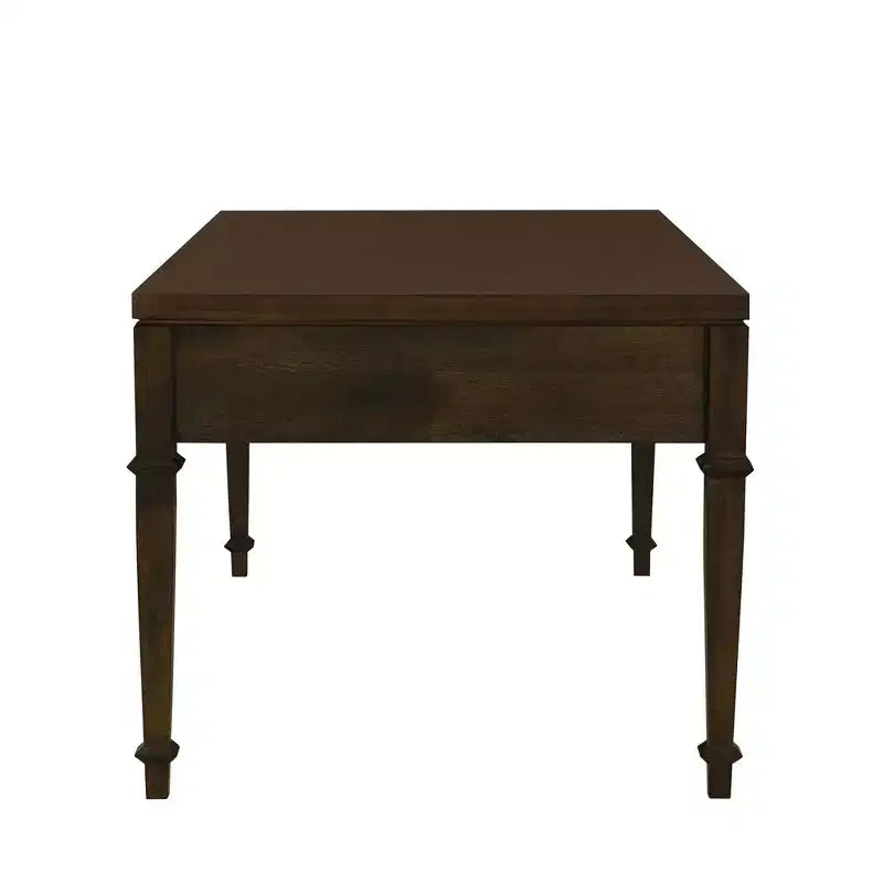 Martha Stewart Kenna Fluted 2 Drawer Coffee Table Brown: Traditional Wood Veneer, Storage, Tapered Legs, Brass Hardware
