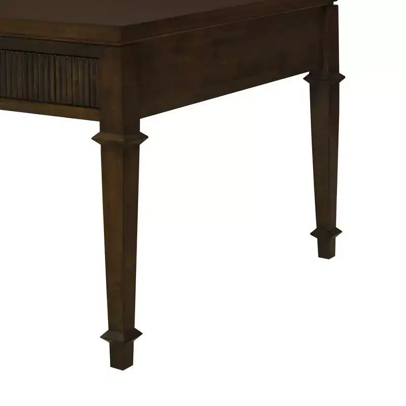 Martha Stewart Kenna Fluted 2 Drawer Coffee Table Brown: Traditional Wood Veneer, Storage, Tapered Legs, Brass Hardware