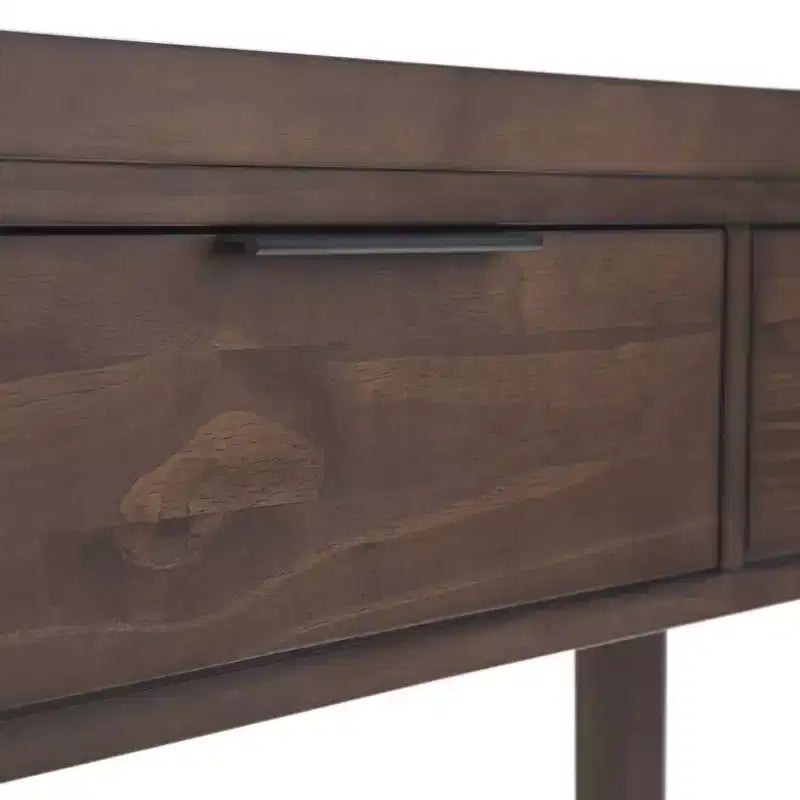 WyndenHall 60" Fabian Wide Console Table Walnut Brown: Mid-Century Modern, Hardwood Frame, Acacia Top