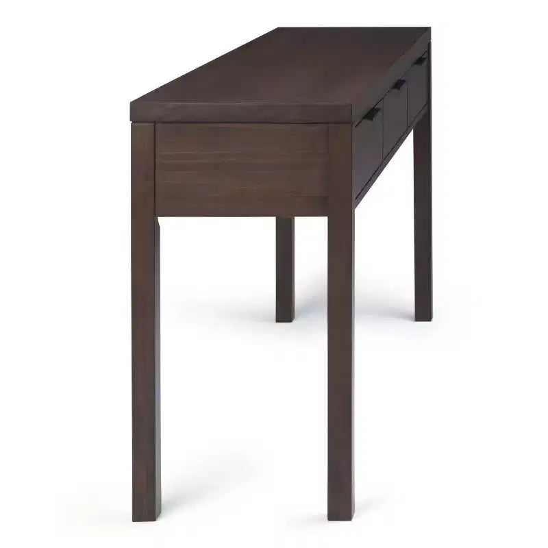 WyndenHall 60" Fabian Wide Console Table Walnut Brown: Mid-Century Modern, Hardwood Frame, Acacia Top