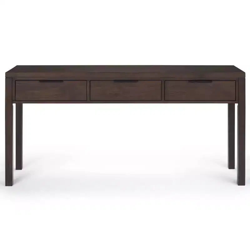 WyndenHall 60" Fabian Wide Console Table Walnut Brown: Mid-Century Modern, Hardwood Frame, Acacia Top