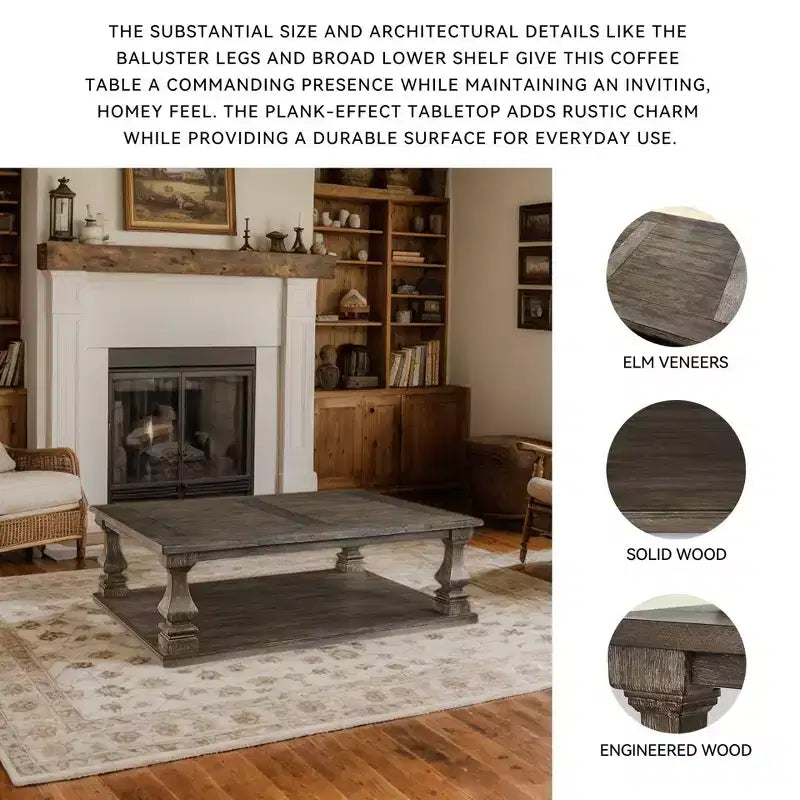 Johnelle Rectangular Cocktail Table Gray: Elm Veneer, Storage Shelf - Signature Design by Ashley