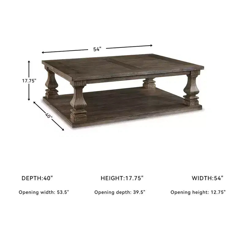 Johnelle Rectangular Cocktail Table Gray: Elm Veneer, Storage Shelf - Signature Design by Ashley