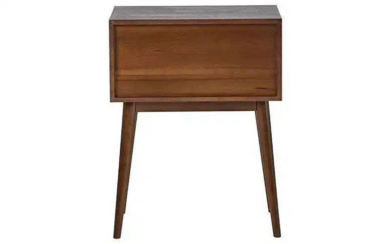 Calvin Side Table Brown - Adore Decor: Modern Mid-Century Design, Storage Drawer, Silver Pulls