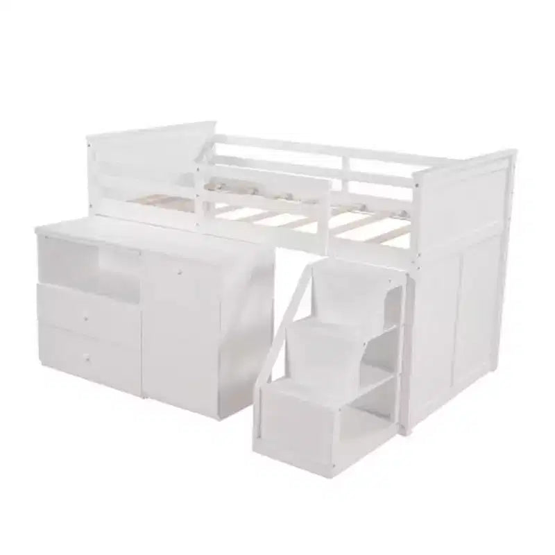 Acme Furniture 79" Loft Bed Wyatt Loft and Bunk Bed White : Full Size, Wood Frame, No Box Spring Needed