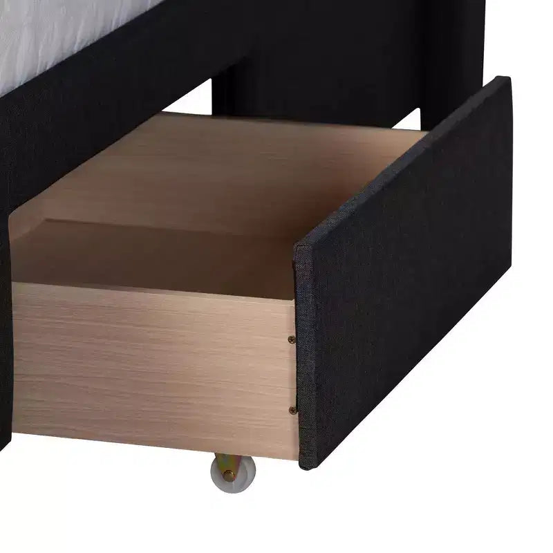 Full Braylon Fabric & Wood Platform Storage Bed with Drawer - Baxton Studio