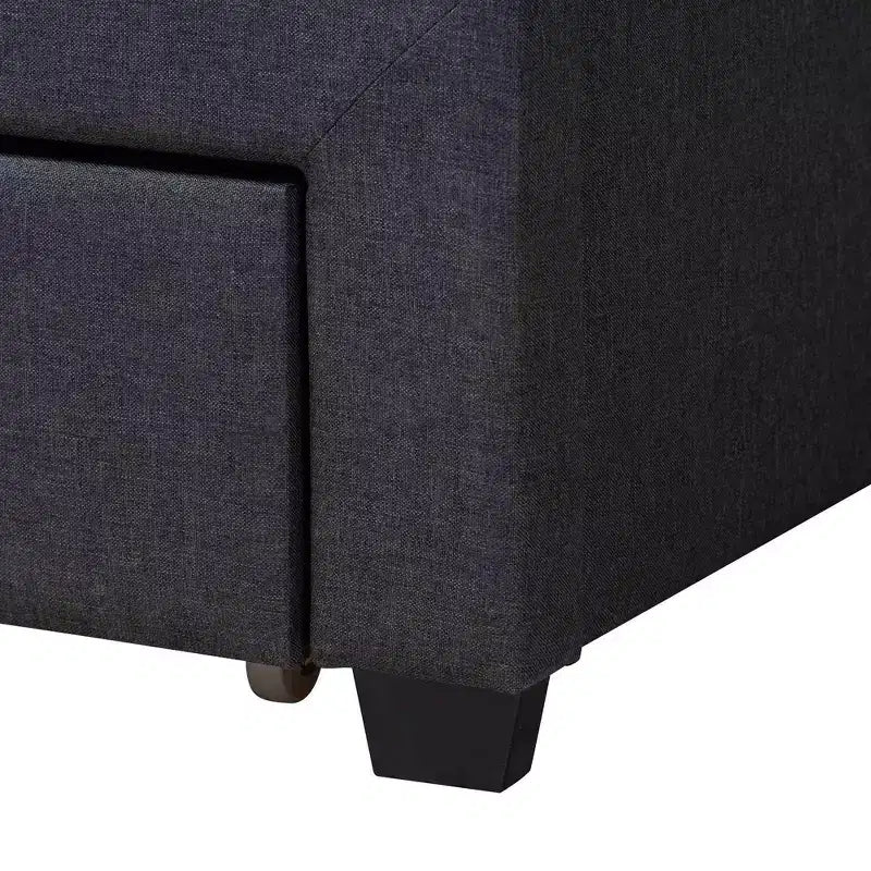 Full Braylon Fabric & Wood Platform Storage Bed with Drawer - Baxton Studio