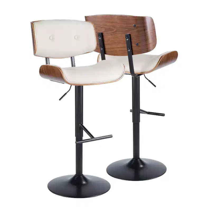 Set of 2 Lombardi Mid-Century Modern Adjustable Counter Height Barstool - Lumisource