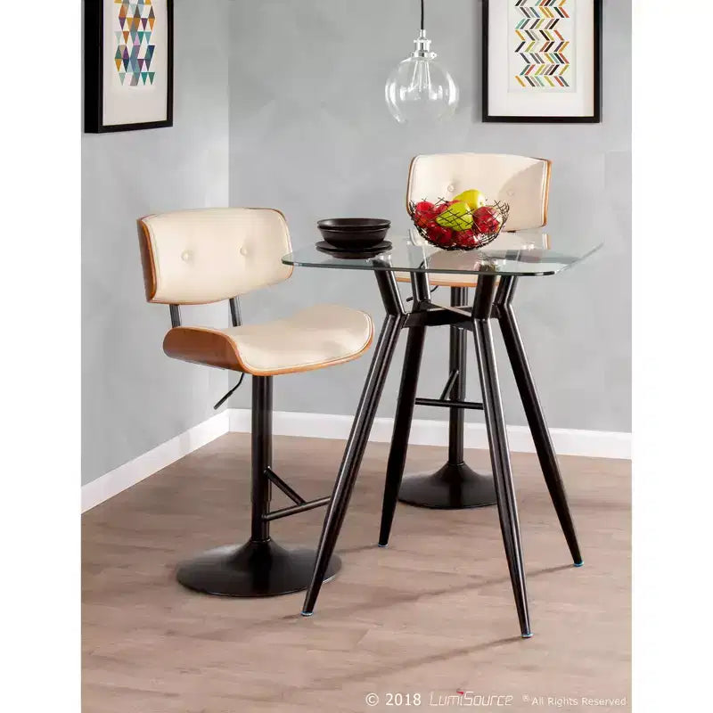 Set of 2 Lombardi Mid-Century Modern Adjustable Counter Height Barstool - Lumisource