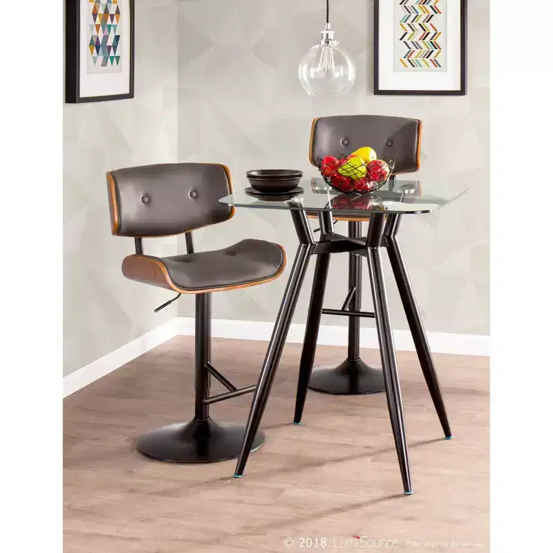Set of 2 Lombardi Mid-Century Modern Adjustable Counter Height Barstool - Lumisource