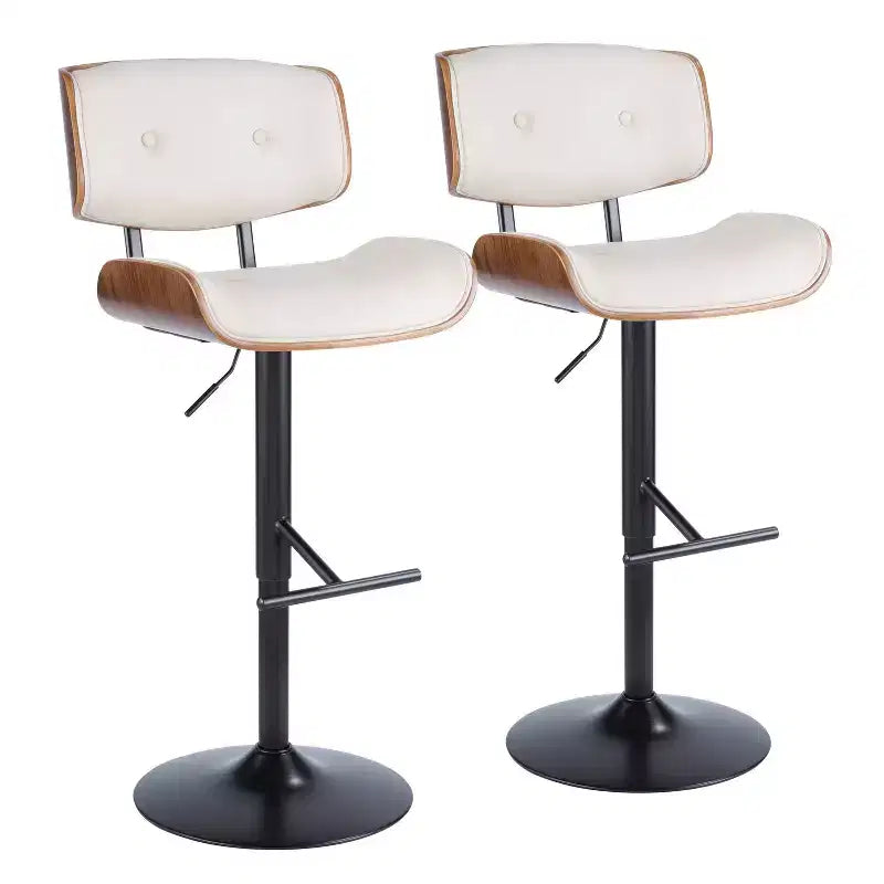 Set of 2 Lombardi Mid-Century Modern Adjustable Counter Height Barstool - Lumisource