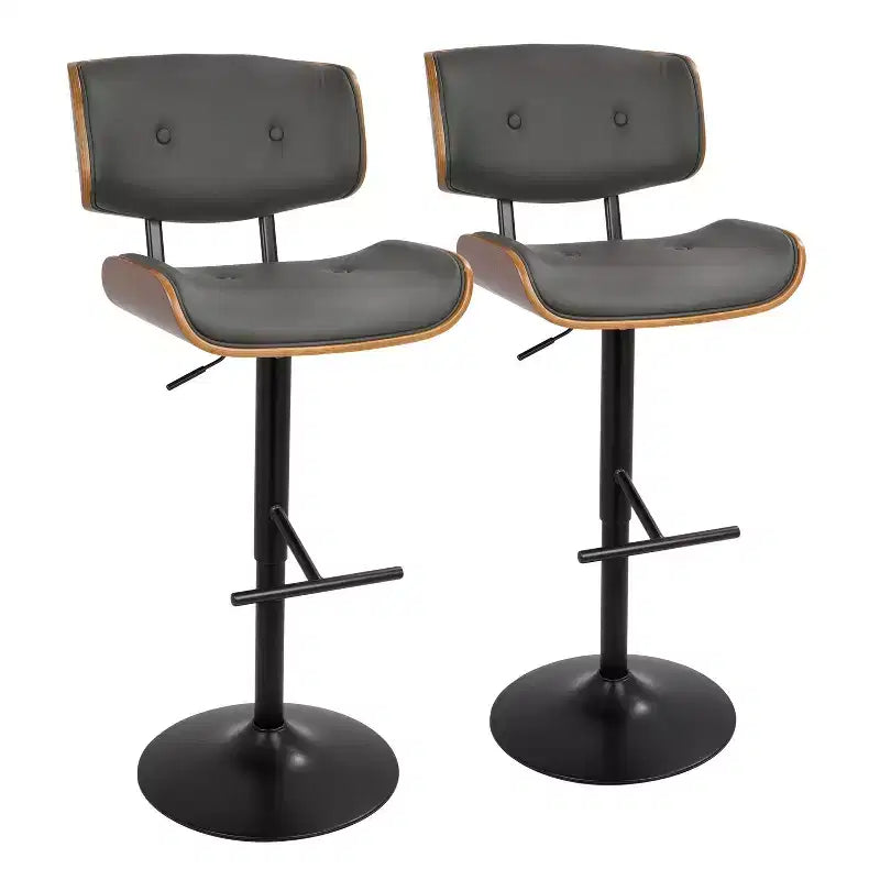 Set of 2 Lombardi Mid-Century Modern Adjustable Counter Height Barstool - Lumisource