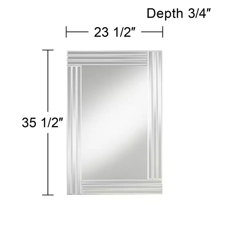 Possini Euro Design Sofija Rectangular Vanity Wall Mirror Modern Mirrored Glass Layered Frame 23 1/2 Wide for Bathroom Bedroom Living Room Entryway