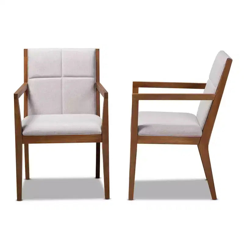 Set of 2 Theresa Fabric Upholstered Wood Living Room Accent Chair - Baxton Studio