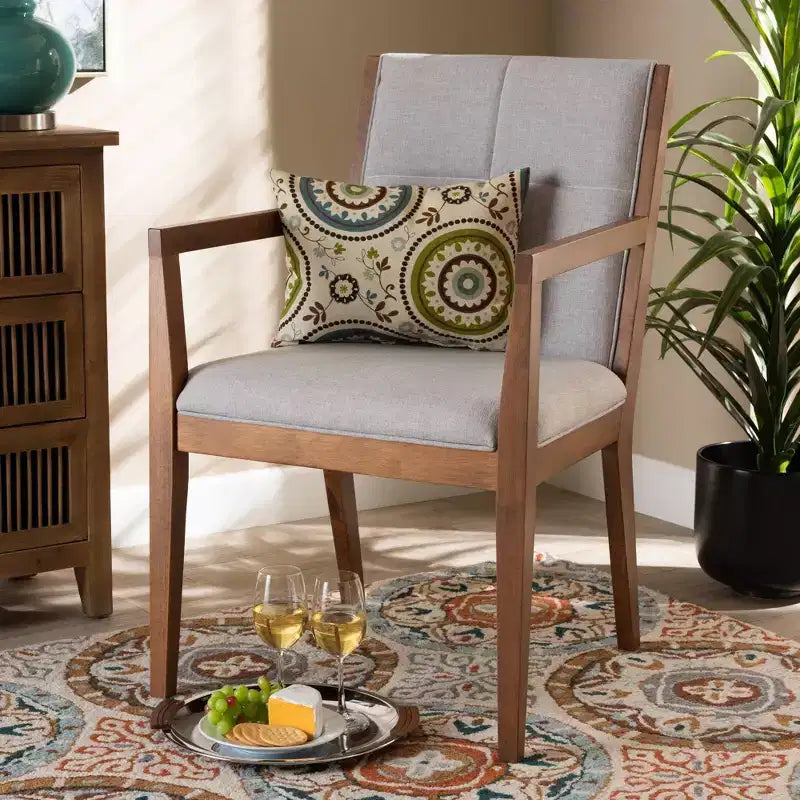 Set of 2 Theresa Fabric Upholstered Wood Living Room Accent Chair - Baxton Studio