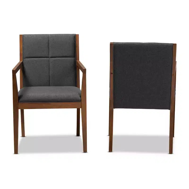 Set of 2 Theresa Fabric Upholstered Wood Living Room Accent Chair - Baxton Studio