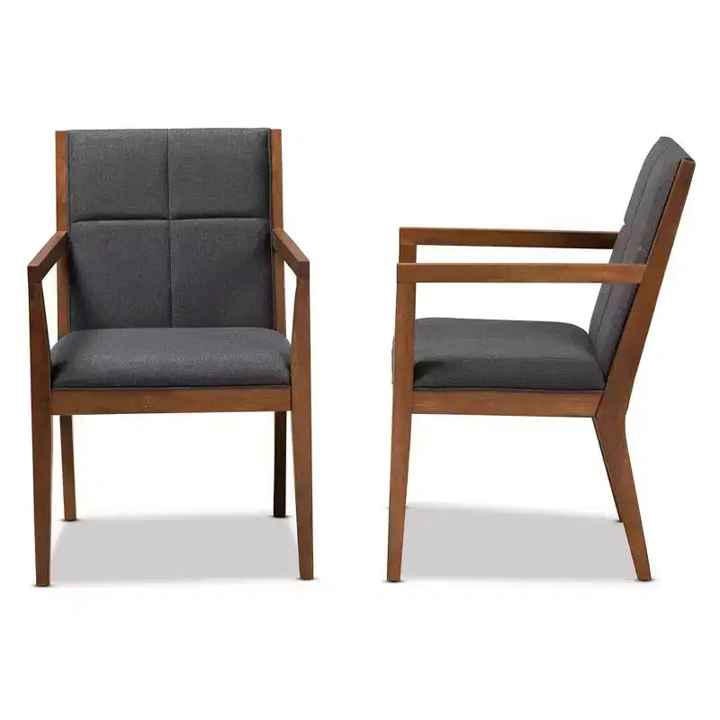 Set of 2 Theresa Fabric Upholstered Wood Living Room Accent Chair - Baxton Studio
