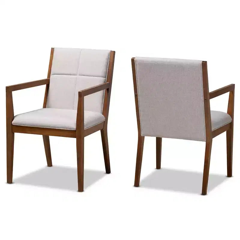 Set of 2 Theresa Fabric Upholstered Wood Living Room Accent Chair - Baxton Studio