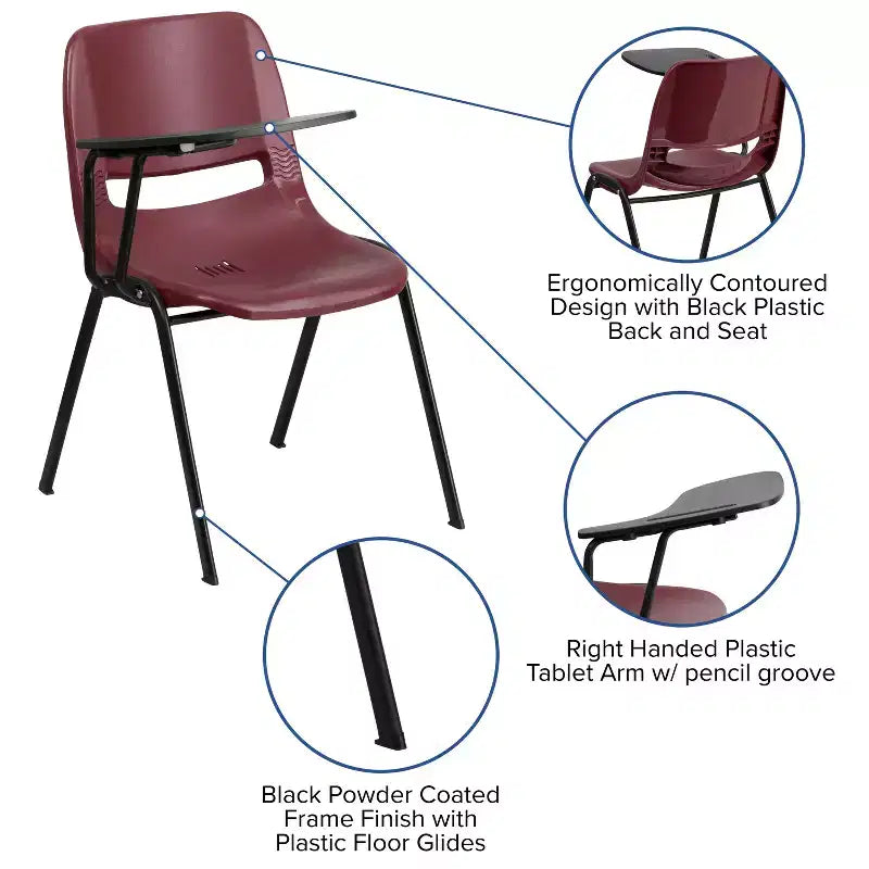 Flash Furniture Ergonomic Shell Chair with Right Handed Flip-Up Tablet Arm