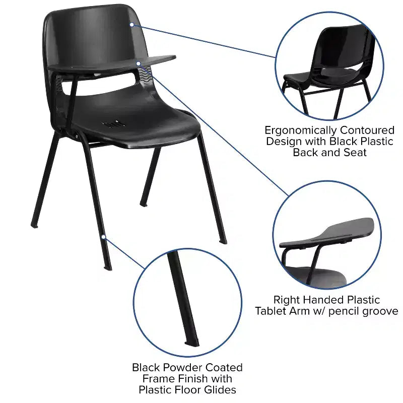 Flash Furniture Ergonomic Shell Chair with Right Handed Flip-Up Tablet Arm