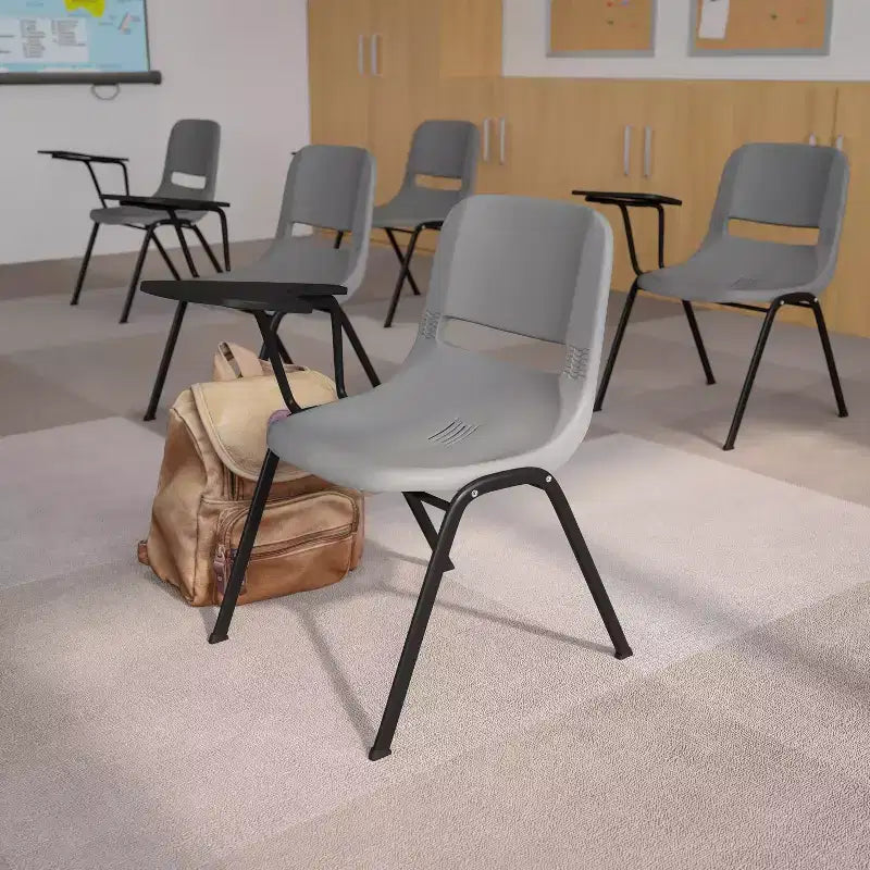 Flash Furniture Ergonomic Shell Chair with Right Handed Flip-Up Tablet Arm