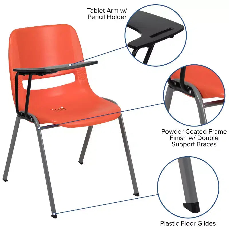 Flash Furniture Ergonomic Shell Chair with Right Handed Flip-Up Tablet Arm