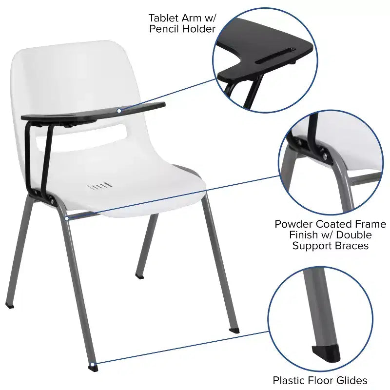 Flash Furniture Ergonomic Shell Chair with Right Handed Flip-Up Tablet Arm