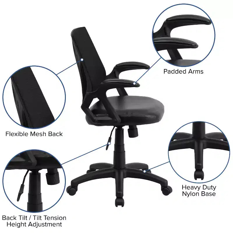 Flash Furniture Mid-Back Designer Mesh Swivel Task Office Chair with Open Arms