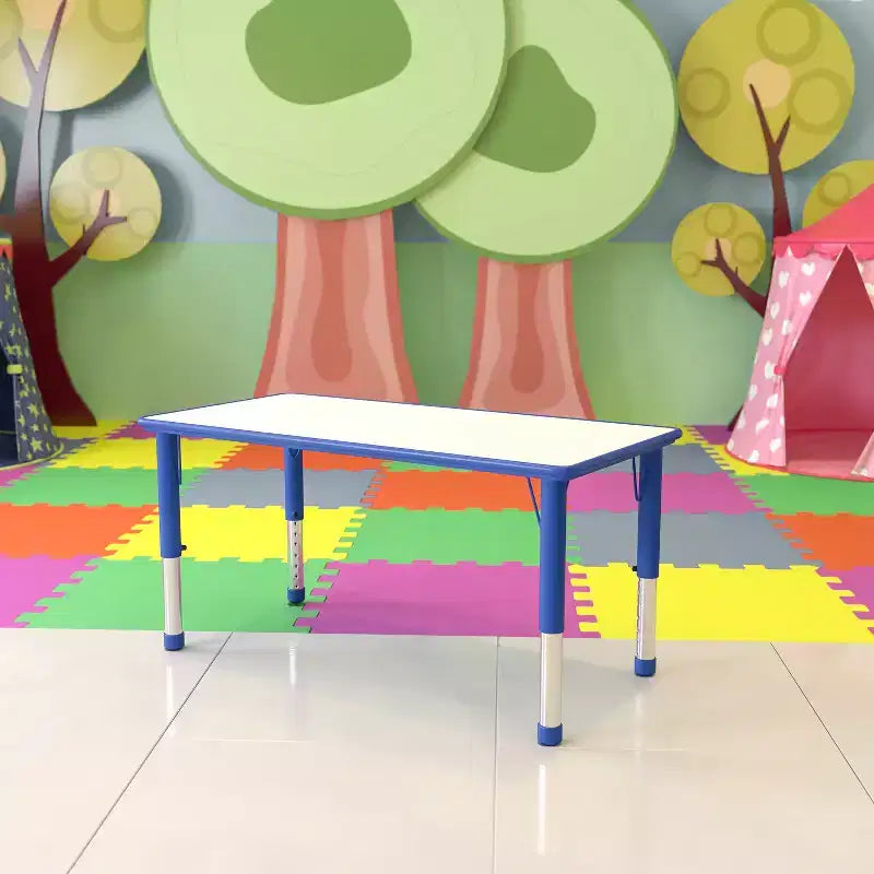 Emma and Oliver 23.625W x 47.25L Rectangular Plastic Height Adjustable Activity Table