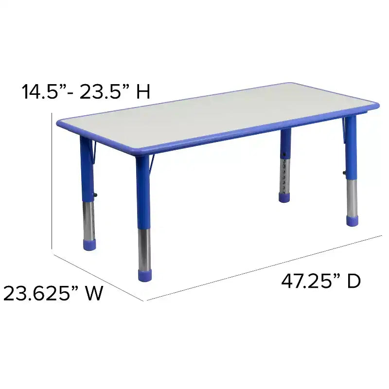 Emma and Oliver 23.625W x 47.25L Rectangular Plastic Height Adjustable Activity Table