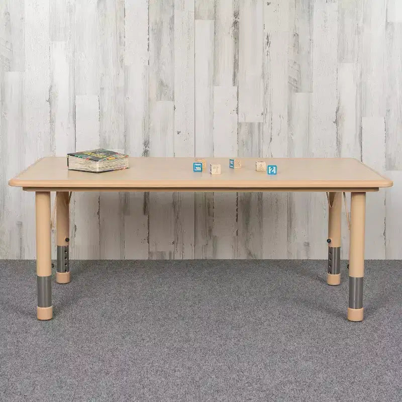 Emma and Oliver 23.625W x 47.25L Rectangular Plastic Height Adjustable Activity Table