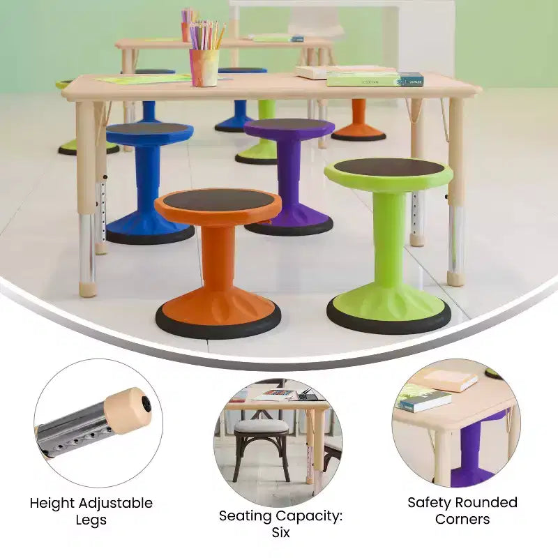 Emma and Oliver 23.625W x 47.25L Rectangular Plastic Height Adjustable Activity Table
