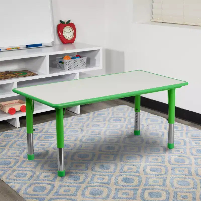 Emma and Oliver 23.625W x 47.25L Rectangular Plastic Height Adjustable Activity Table