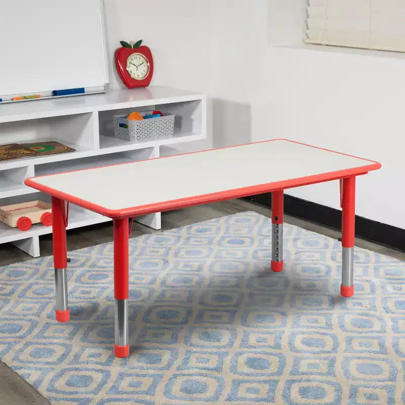 Emma and Oliver 23.625W x 47.25L Rectangular Plastic Height Adjustable Activity Table