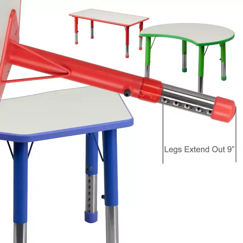 Emma and Oliver 23.625W x 47.25L Rectangular Plastic Height Adjustable Activity Table
