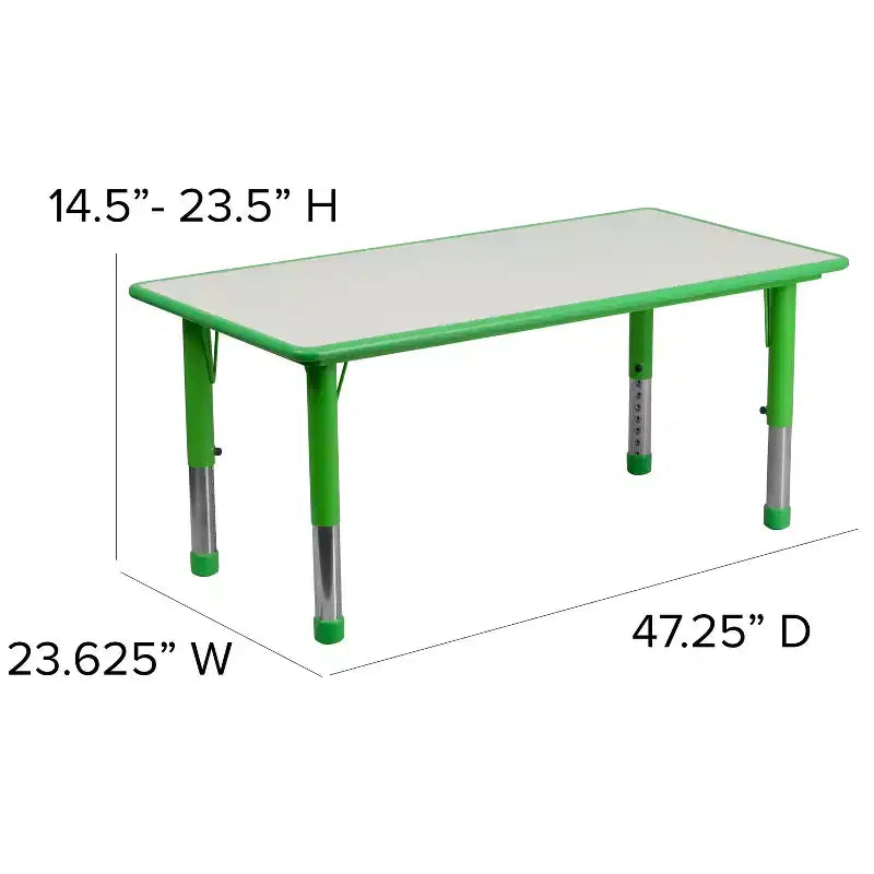 Emma and Oliver 23.625W x 47.25L Rectangular Plastic Height Adjustable Activity Table