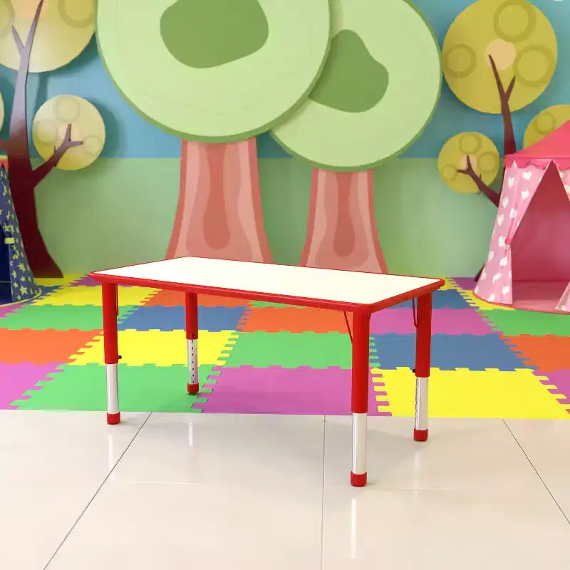Emma and Oliver 23.625W x 47.25L Rectangular Plastic Height Adjustable Activity Table