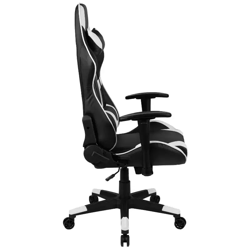 Sedia da gaming ergonomica da corsa Emma e Oliver con schienale completamente reclinabile in similpelle rossa