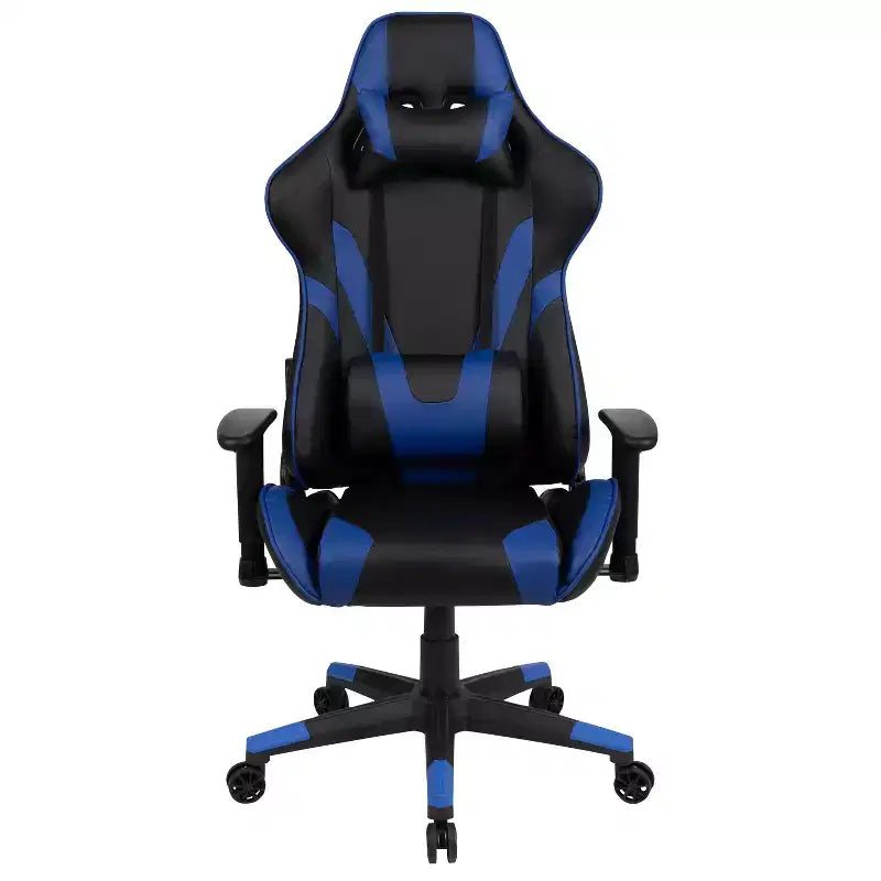 Sedia da gaming ergonomica da corsa Emma e Oliver con schienale completamente reclinabile in similpelle rossa