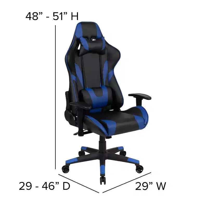 Sedia da gaming ergonomica da corsa Emma e Oliver con schienale completamente reclinabile in similpelle rossa
