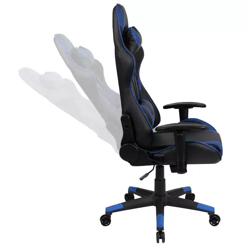 Sedia da gaming ergonomica da corsa Emma e Oliver con schienale completamente reclinabile in similpelle rossa
