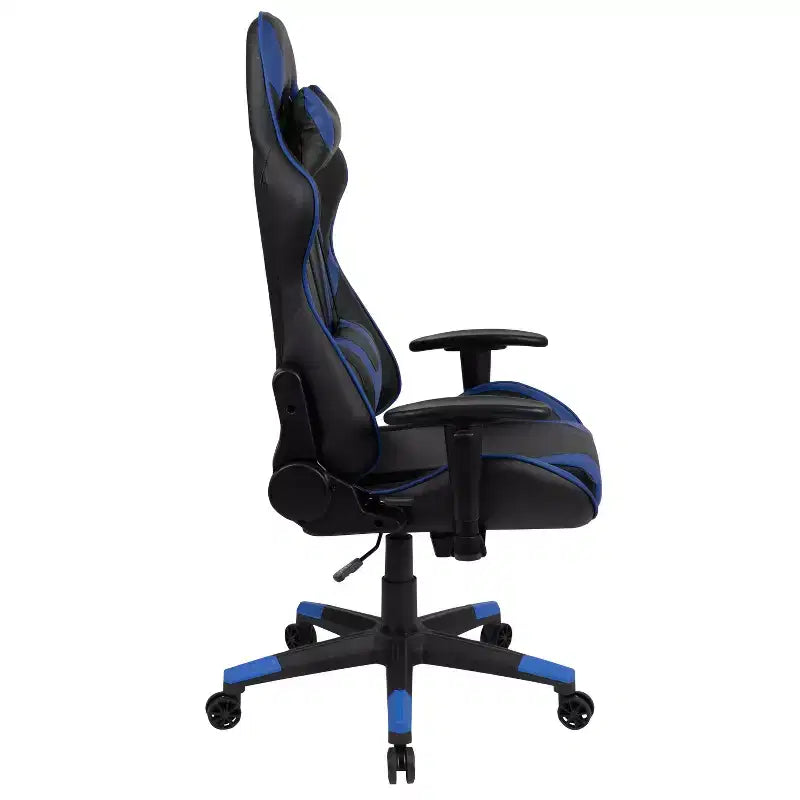 Sedia da gaming ergonomica da corsa Emma e Oliver con schienale completamente reclinabile in similpelle rossa