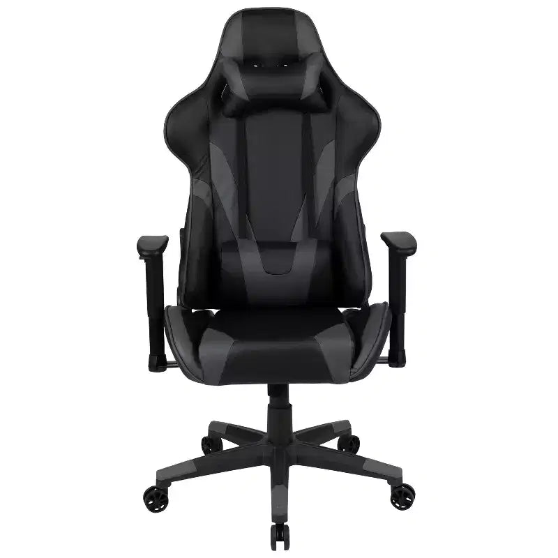 Sedia da gaming ergonomica da corsa Emma e Oliver con schienale completamente reclinabile in similpelle rossa