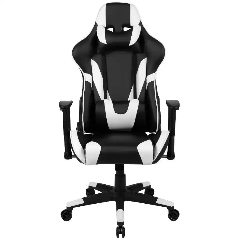 Sedia da gaming ergonomica da corsa Emma e Oliver con schienale completamente reclinabile in similpelle rossa