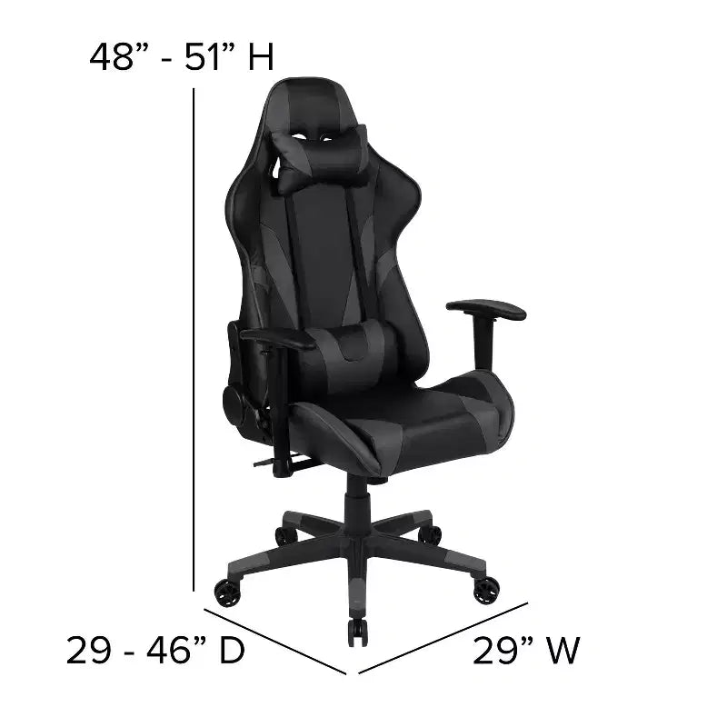 Sedia da gaming ergonomica da corsa Emma e Oliver con schienale completamente reclinabile in similpelle rossa