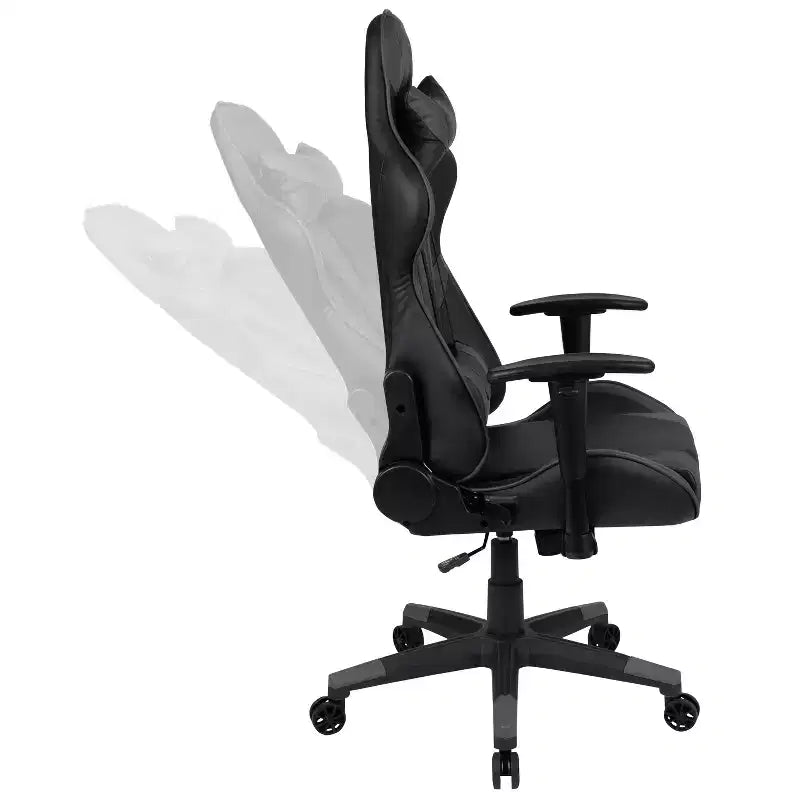 Sedia da gaming ergonomica da corsa Emma e Oliver con schienale completamente reclinabile in similpelle rossa