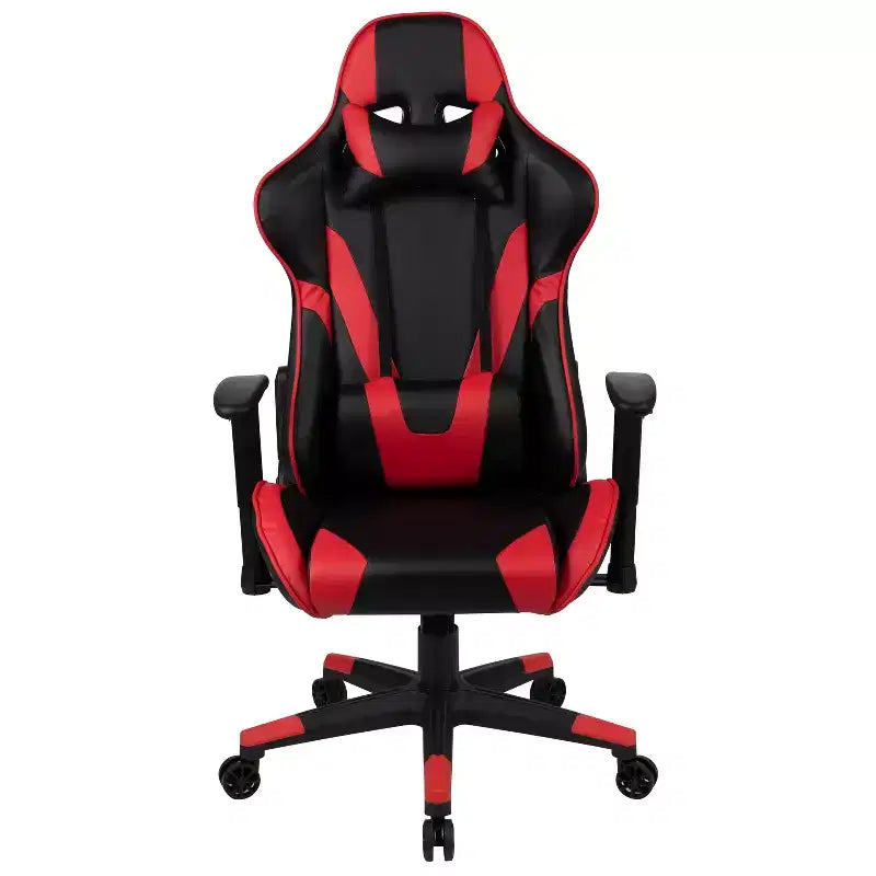 Sedia da gaming ergonomica da corsa Emma e Oliver con schienale completamente reclinabile in similpelle rossa